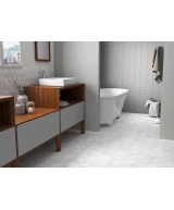 Carrelage Carrara Hexagon 17,5x20 cm - posé en salle de bain