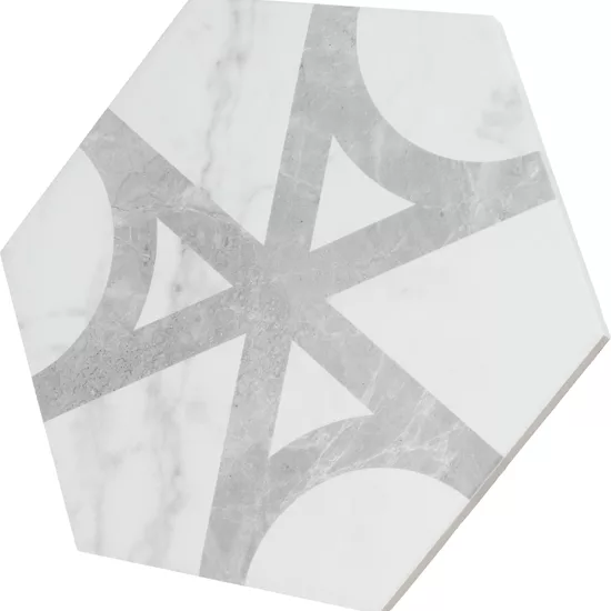 Carrelage Carrara Hexagon Flow 17,5x20 cm - vue latérale du carreau