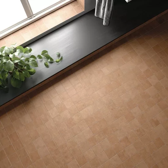Carrelage Stage Terracotta 10x10 cm - posé en salle de bain