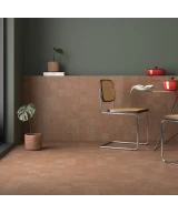 Carrelage Stage Terracotta 10x10 cm - posé dans un salon