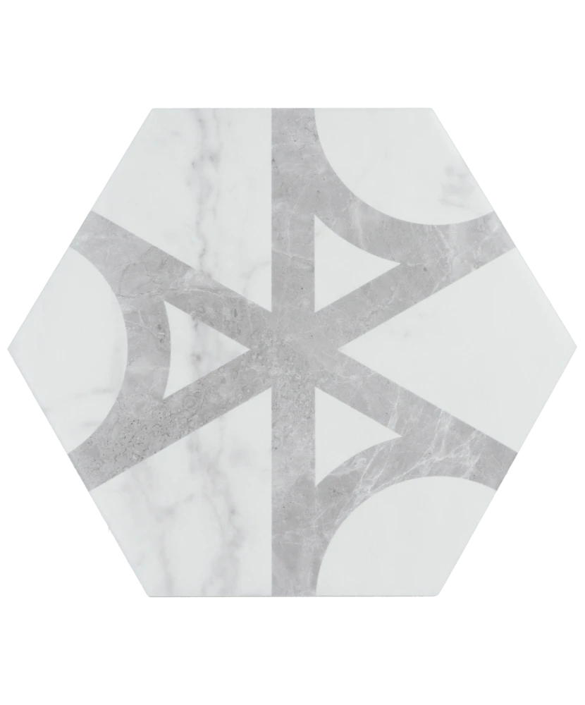 Carrelage Carrara Hexagon Flow 17,5x20 cm - vue de face du carreau