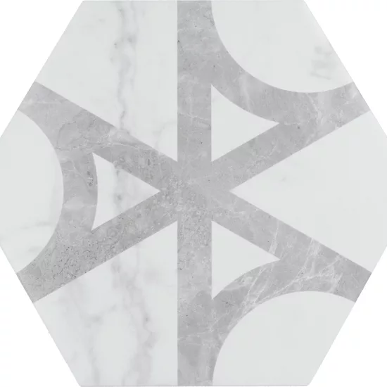 Carrelage Carrara Hexagon Flow 17,5x20 cm - vue de face du carreau