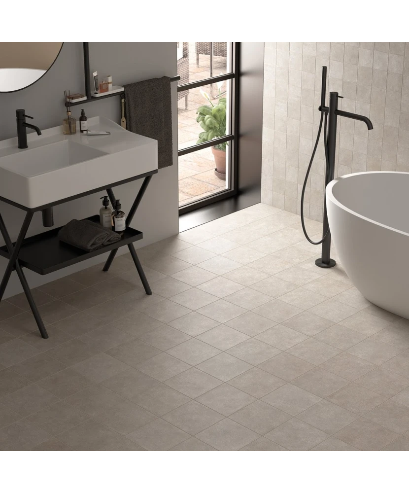 Carrelage Stage Taupe 20x20 cm - posé en salle de bain