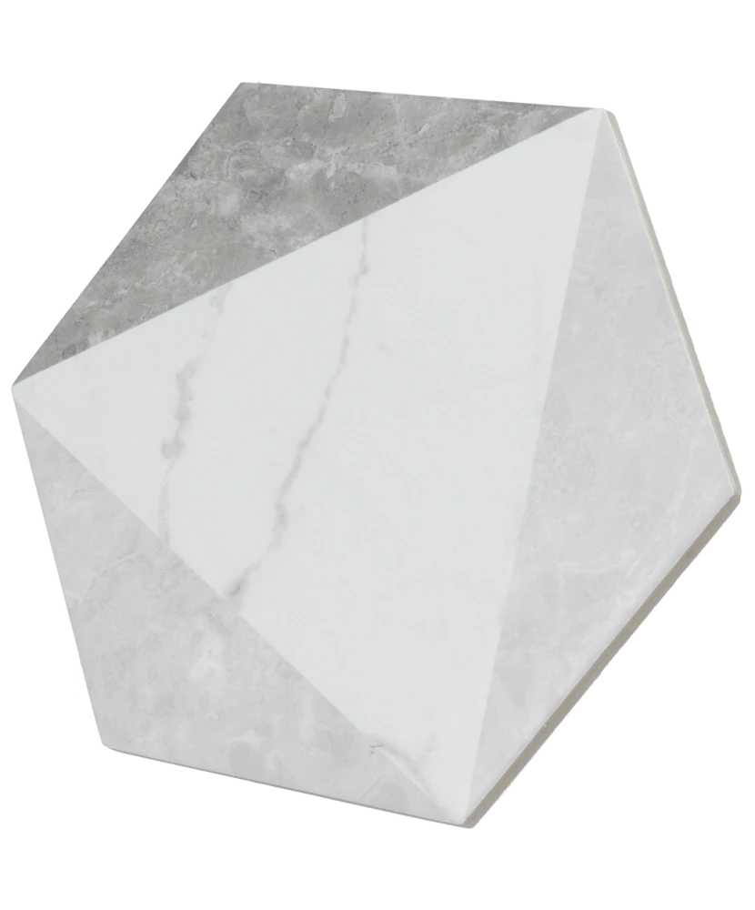 Carrelage Carrara Hexagon Peak 17,5x20 cm - vue latérale du carreau