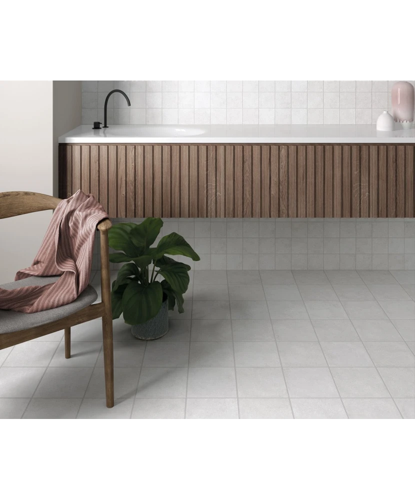 Carrelage Stage White 20x20 cm - posé en salle de bain