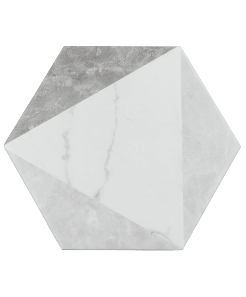 Carrelage Carrara Hexagon Peak 17,5x20 cm - vue de face du carreau