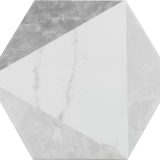Carrelage Carrara Hexagon Peak 17,5x20 cm - vue de face du carreau