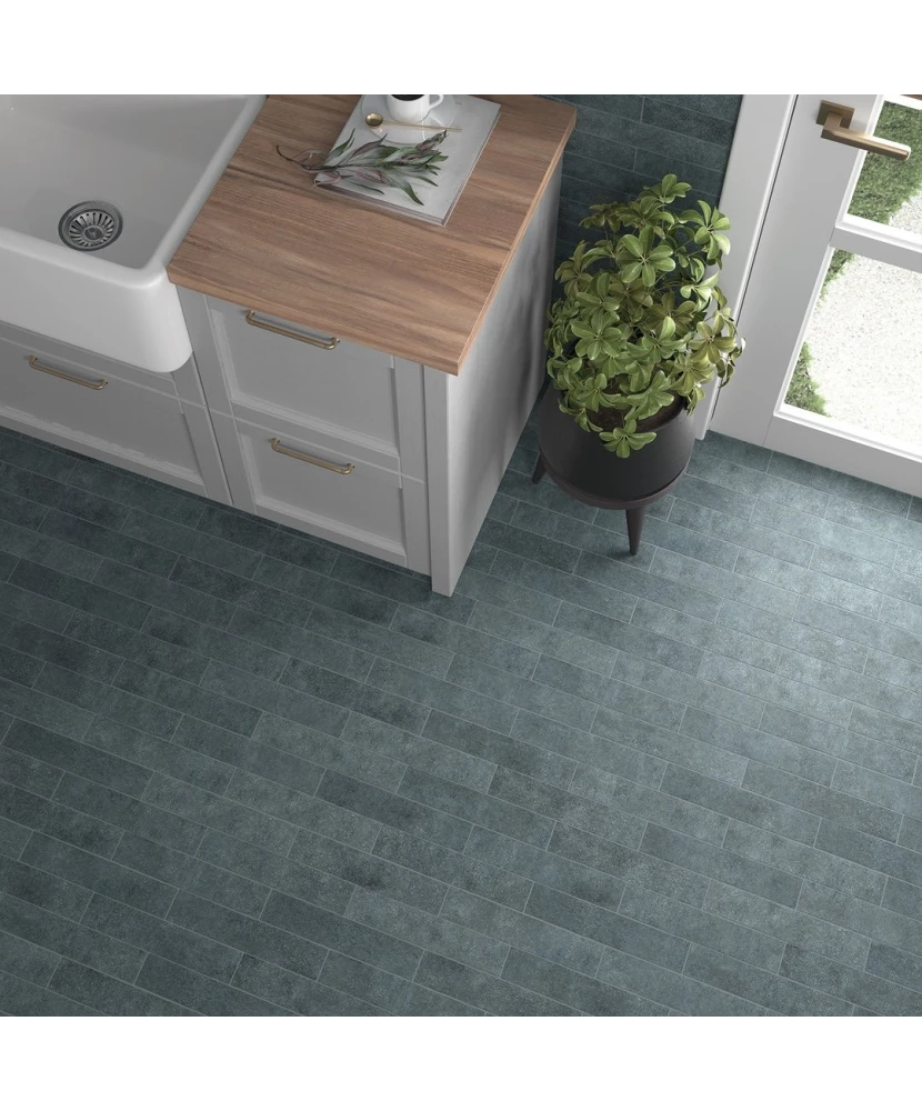 Carrelage Stage Denim 6x30 cm - posé en cuisine 2