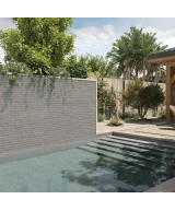 Carrelage Stage Grey 6x30 cm - posé dans un espace piscine