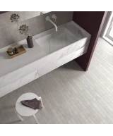 Carrelage Stage Grey 6x30 cm - posé en salle de bain