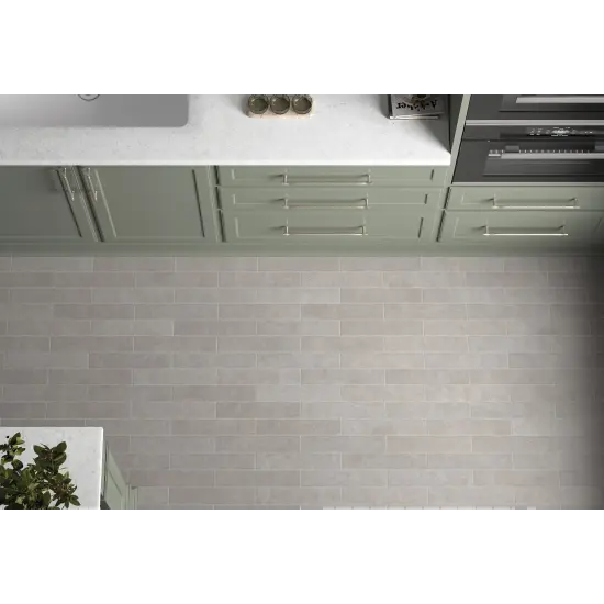 Carrelage Stage Grey 6x30 cm - posé en cuisine