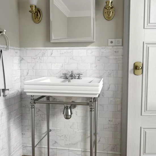 Carrelage Carrara Mat 7,5x15 cm - posé en salle de bain