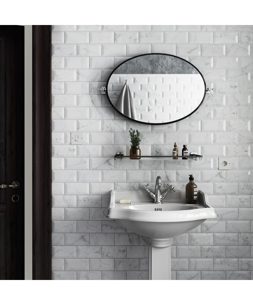 Carrelage Carrara Metro 7,5x15 cm - posé en salle de bain