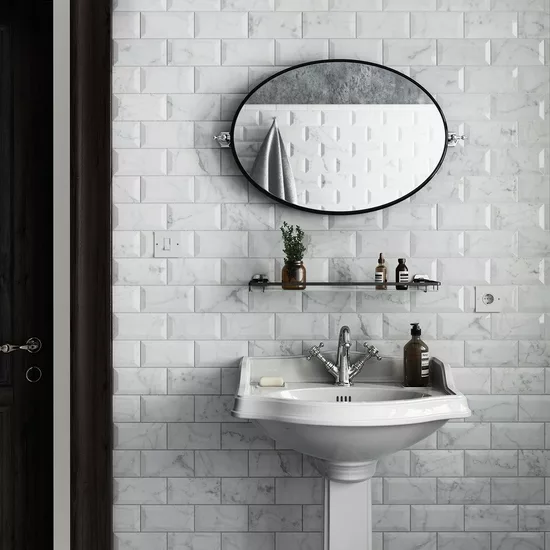 Carrelage Carrara Metro 7,5x15 cm - posé en salle de bain