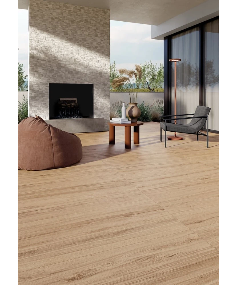 Carrelage 20x120 Honey Wood Olmo Nat Rectifié - vue d’ambiance 3