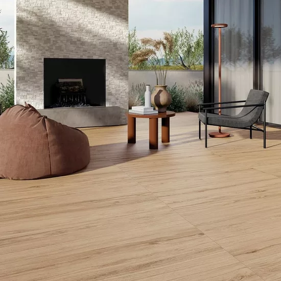Carrelage 20x120 Honey Wood Olmo Nat Rectifié - vue d’ambiance 3