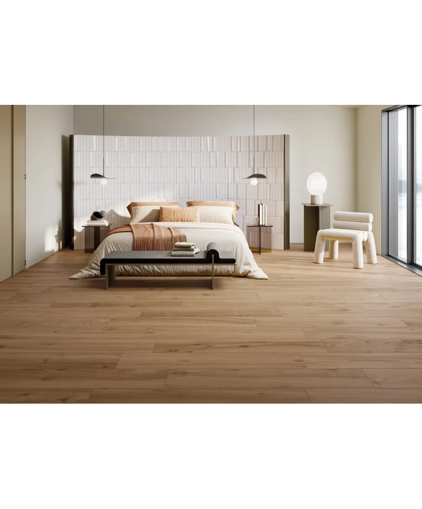 Carrelage 20x120 Honey Wood Noce Nat Rectifié - posé en terrasse