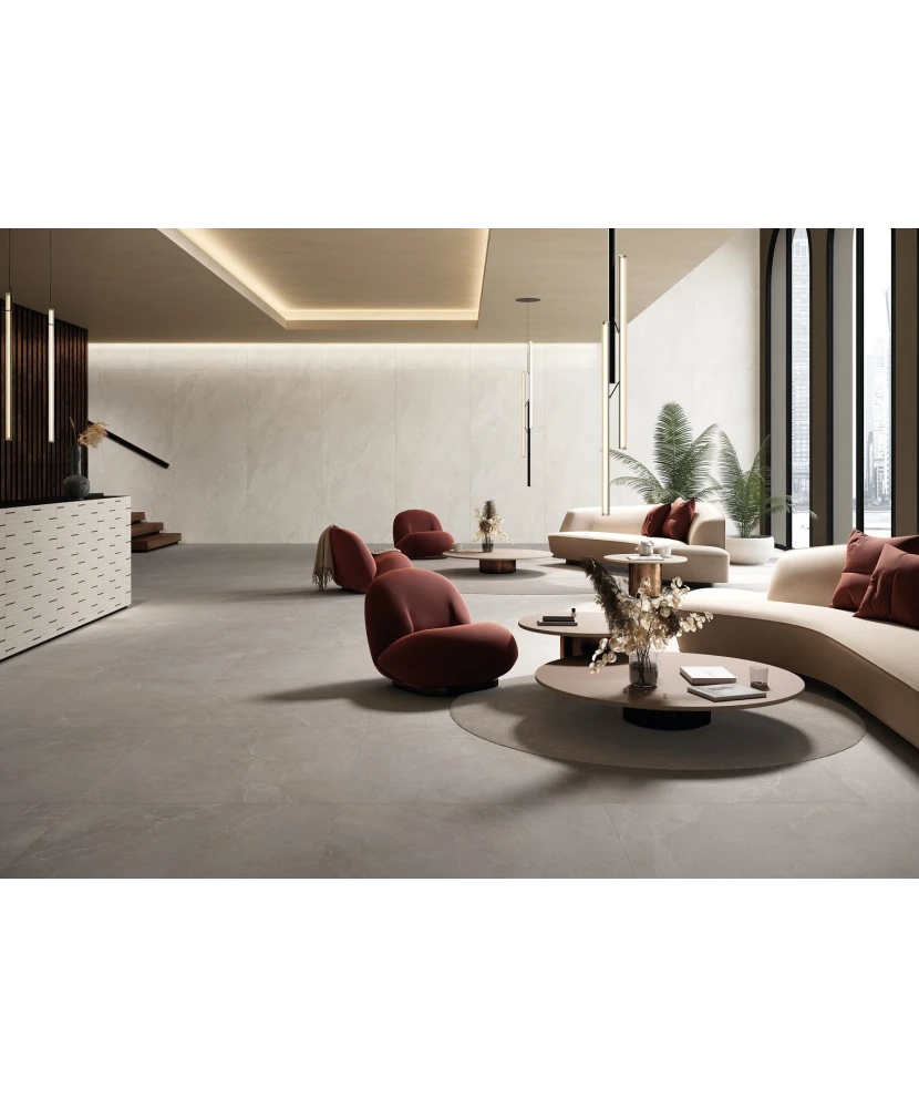 Carrelage 100x100 Noble Stone White Nat Rectifié - vue d’ambiance 2