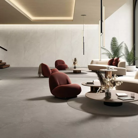 Carrelage 100x100 Noble Stone White Nat Rectifié - vue d’ambiance 2