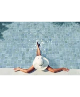 Carrelage Spa&Pools Sky Blue 15x15 cm - posé dans un espace piscine