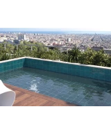 Carrelage Spa&Pools Glacier 15x15 cm - posé dans un espace piscine