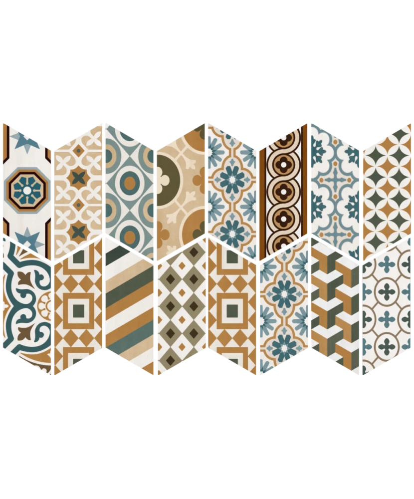 Carrelage Chevron Patchwork Color Gauche 9x20,5 cm - détail du carreau 2