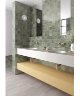 Carrelage Verticale Oakmoss 10x10 cm - vue d’ambiance