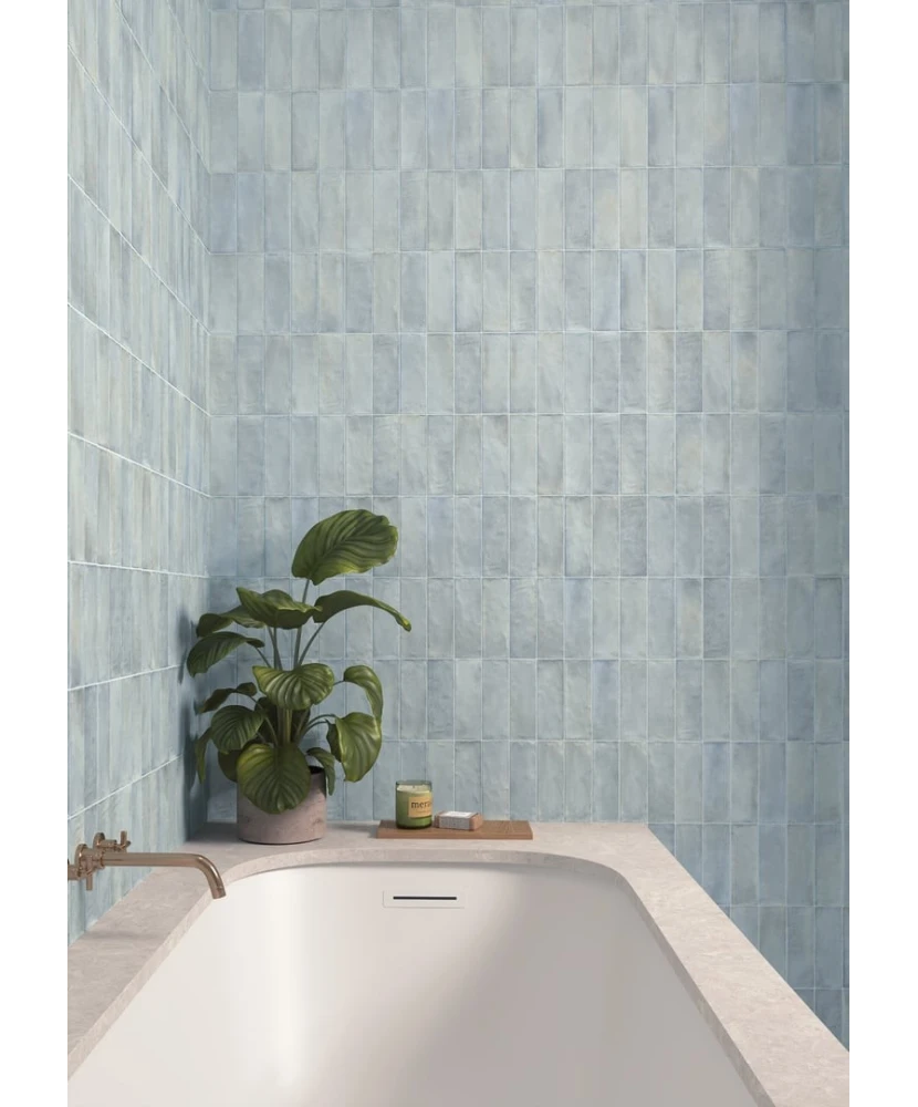 Carrelage Sabbia Storm Blue 6,5x20 cm - vue d’ambiance