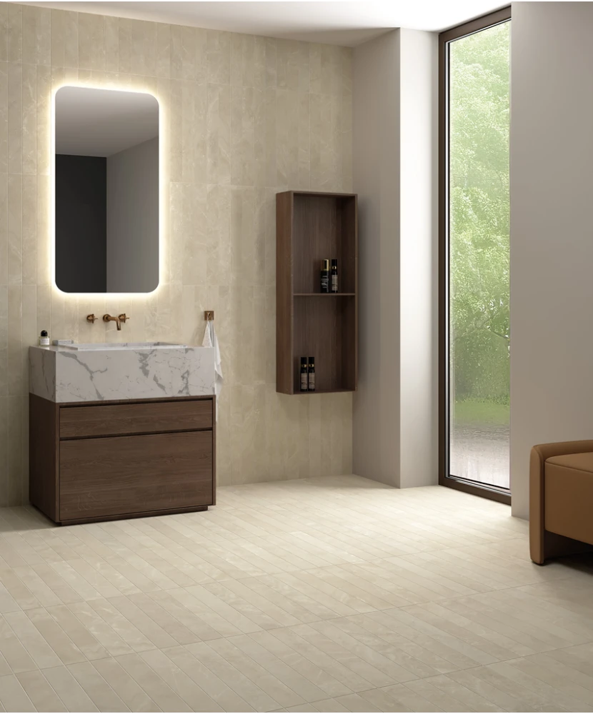 Carrelage Marmoris Taupe 7,5x60 cm - vue d’ambiance 2
