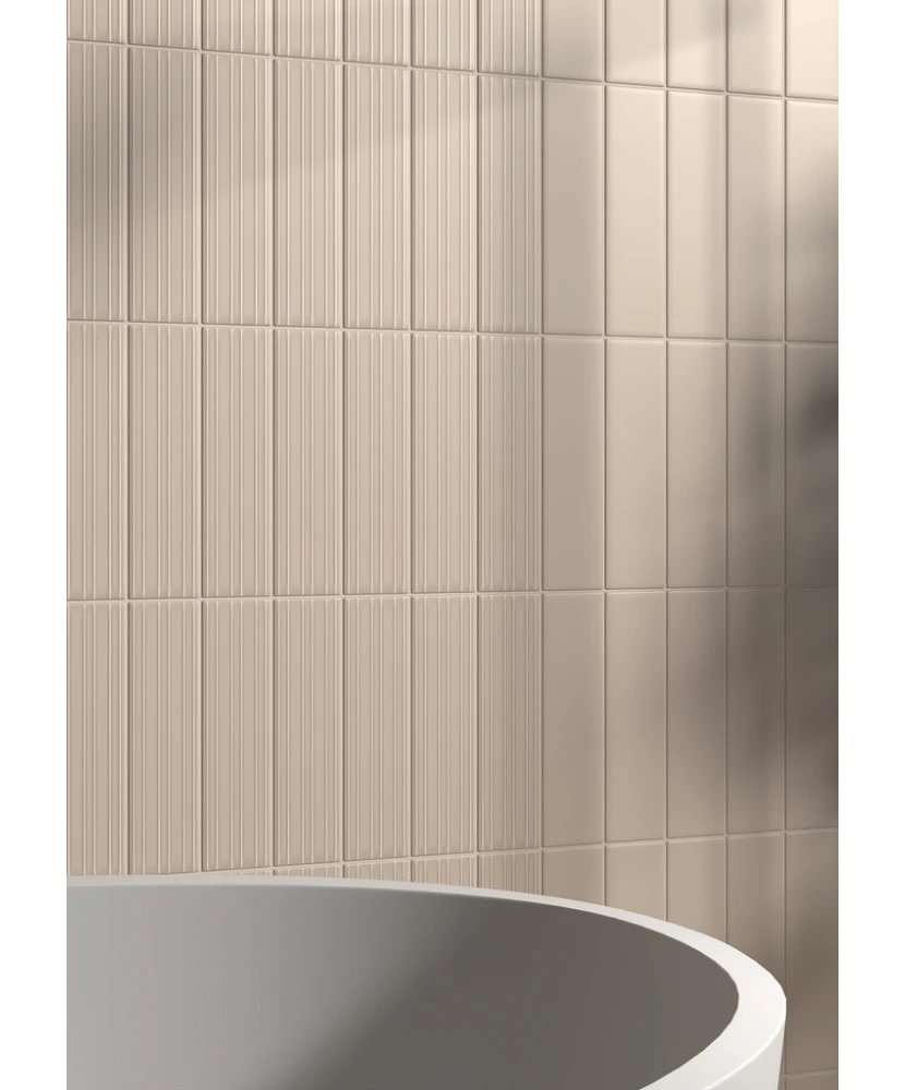 Carrelage Lumina Rivia Sandshell Mat 6x24,6 cm - vue d’ambiance