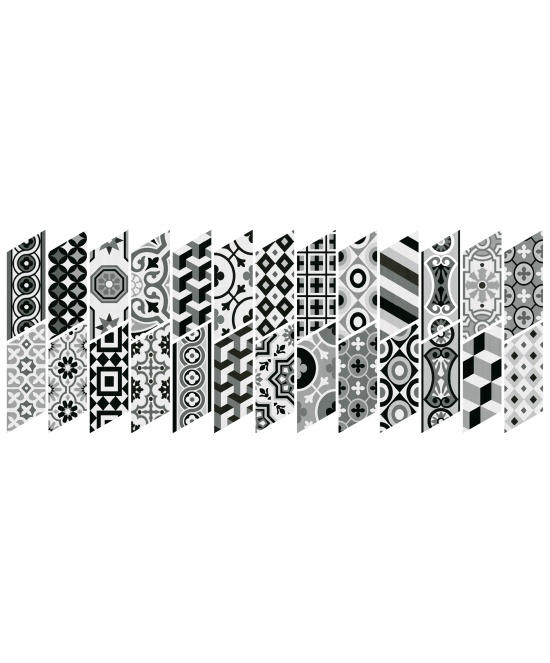 Chevron Patchwork B&W Derecho 9x20.5 cm - carrelage NAIS - image 2