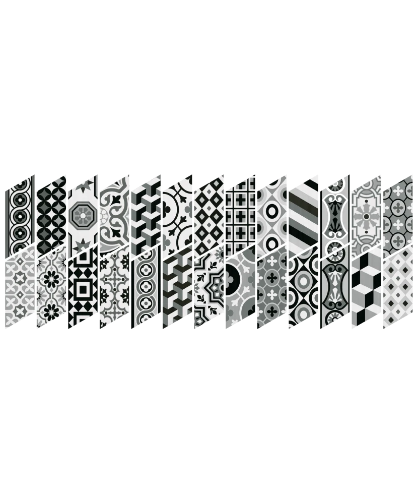 Carrelage Chevron Patchwork B&W Droit 9x20,5 cm - détail du carreau