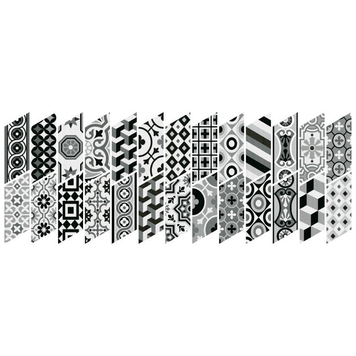 Chevron Patchwork B&W Derecho 9x20.5 cm - carrelage NAIS - image 2