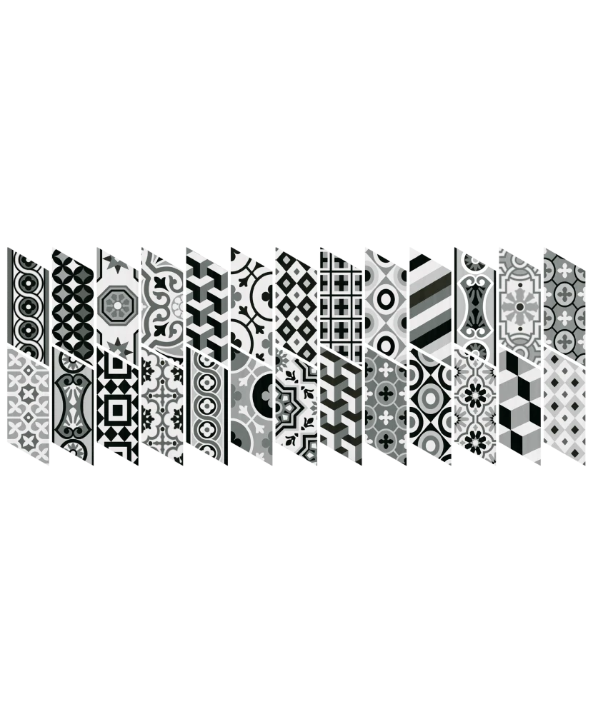 Carrelage Chevron Patchwork B&W Gauche 9x20,5 cm - détail du carreau