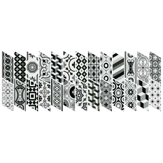 Chevron Patchwork B&W Izquierdo 9x20.5 cm - carrelage NAIS - image 2