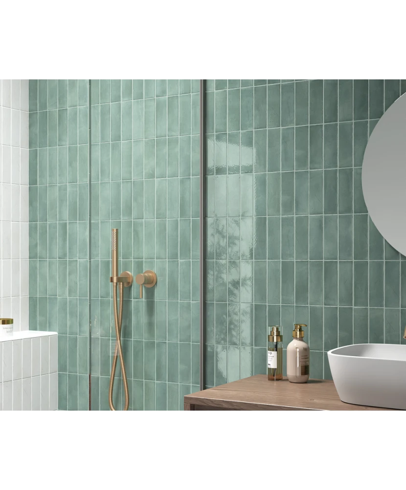 Carrelage Miyako Oil Blue Gloss 5x15 cm - vue d’ambiance