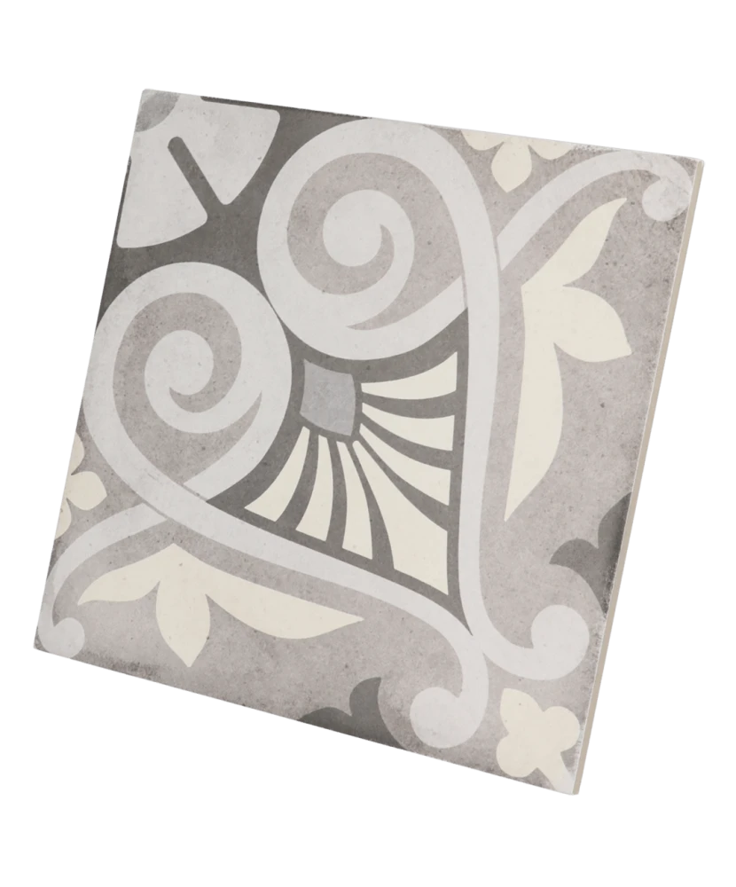 Carrelage Art Nouveau Opera Grey 20x20 cm - vue latérale du carreau