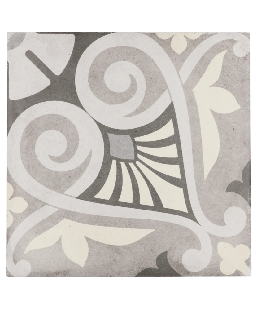 Carrelage Art Nouveau Opera Grey 20x20 cm - vue de face du carreau