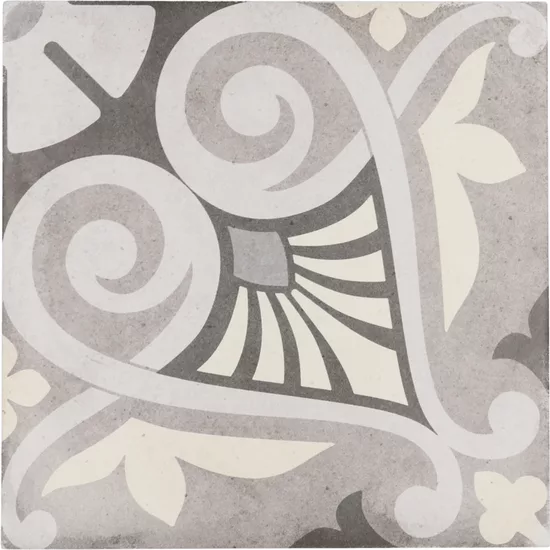 Carrelage Art Nouveau Opera Grey 20x20 cm - vue de face du carreau