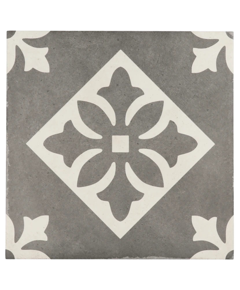 Carrelage Art Nouveau Padua Black 20x20 cm - vue de face du carreau