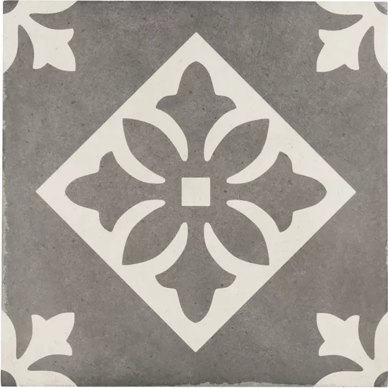 Carrelage Art Nouveau Padua Black 20x20 cm - vue de face du carreau