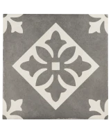 Carrelage Art Nouveau Padua Black 20x20 cm - vue de face du carreau