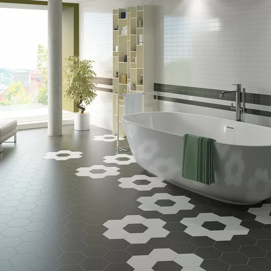 Carrelage Hexatile White Mat 17,5x20 cm - vue d’ambiance 4
