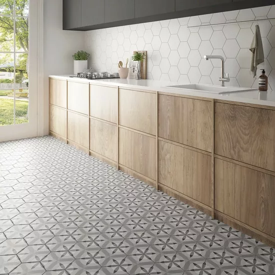Carrelage Hexatile White Mat 17,5x20 cm - vue d’ambiance 5
