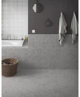Carrelage Coralstone Grey 20x20 cm - posé en salle de bain
