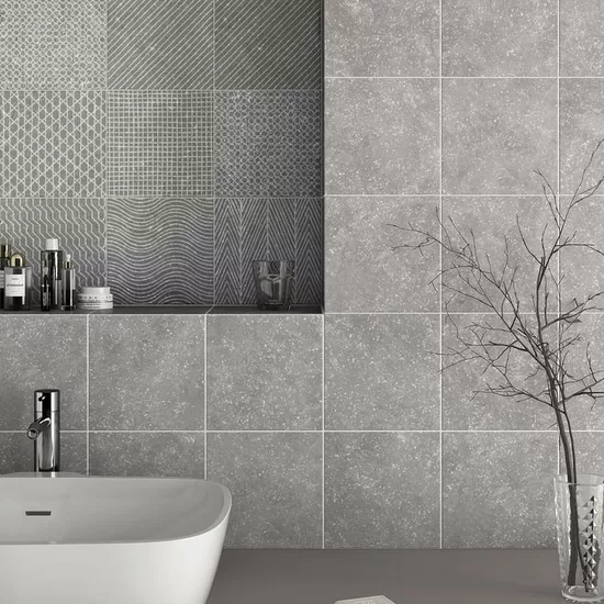 Carrelage Coralstone Grey 20x20 cm - posé en salle de bain 2