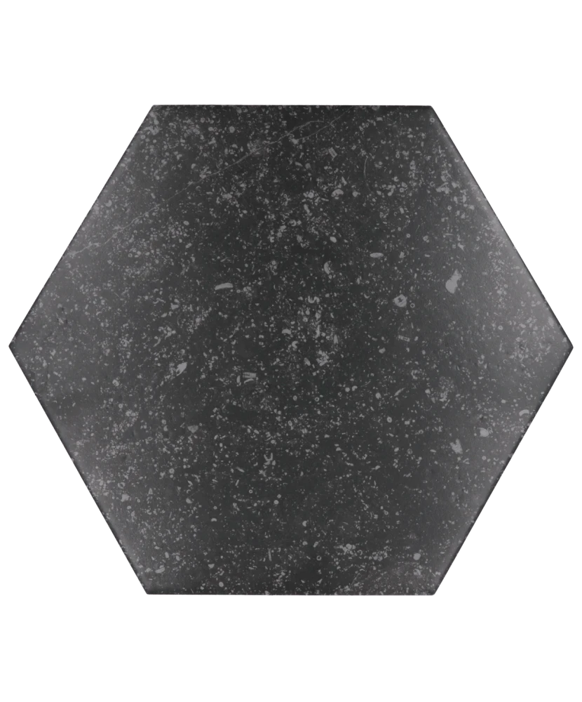 Carrelage Coralstone Hexagon Black 29,2x25,4 cm - vue de face du carreau