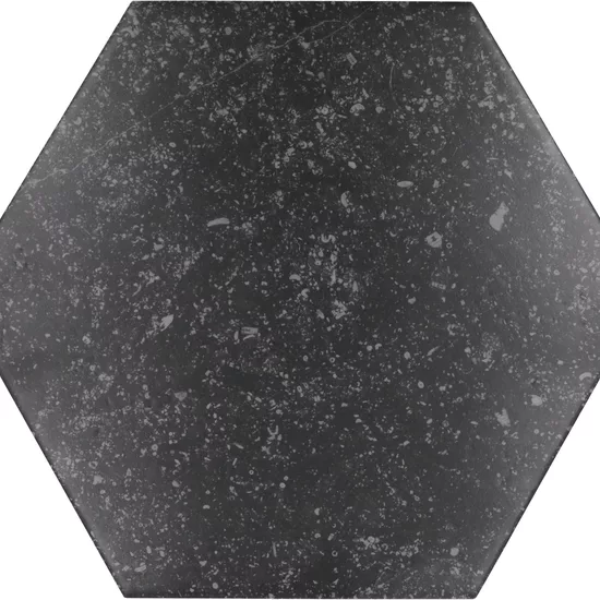 Carrelage Coralstone Hexagon Black 29,2x25,4 cm - vue de face du carreau
