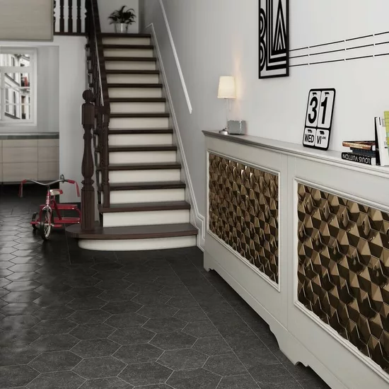 Carrelage Coralstone Hexagon Black 29,2x25,4 cm - vue d’ambiance 2
