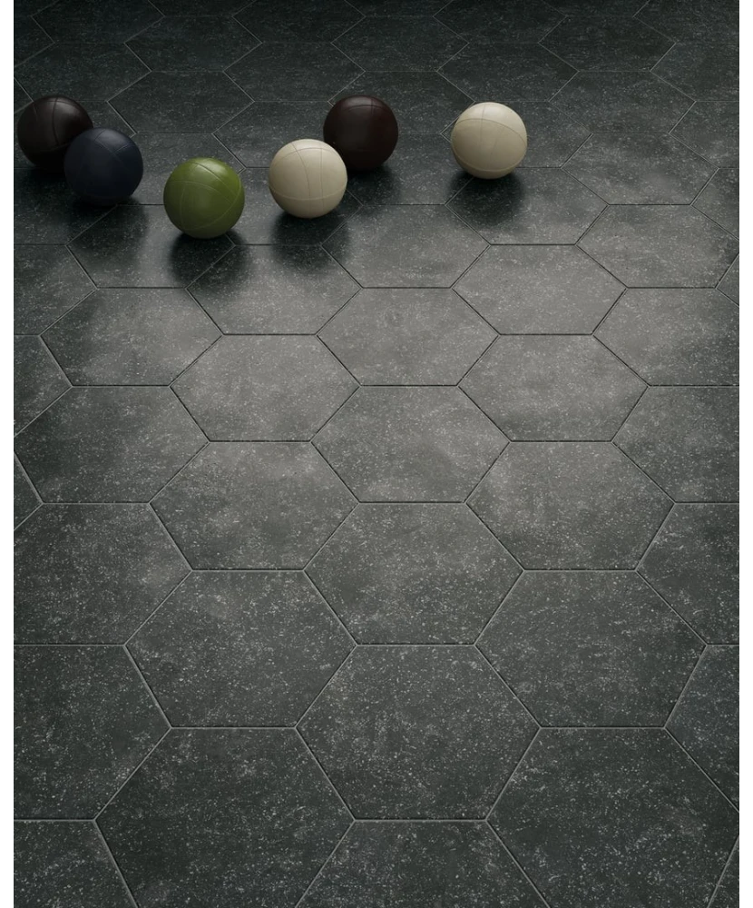 Carrelage Coralstone Hexagon Black 29,2x25,4 cm - vue d’ambiance 3
